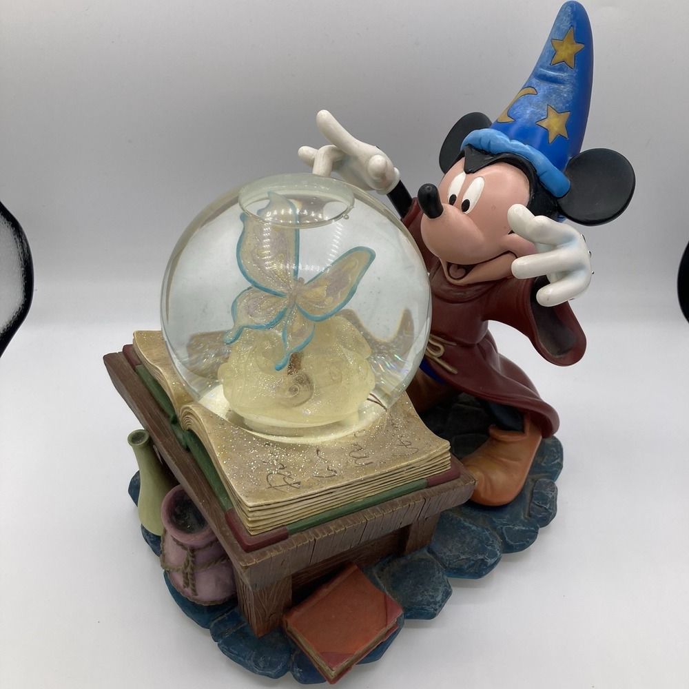 Disney Sorcerer Apprentice Mickey Mouse Fiber Optic Butterfly Snowglobe